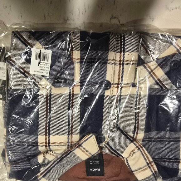 RVCA FLIGHT RISK SHIRT JACKET MENS SIZE XL NEW FLANNEL BLUE - Picture 3 of 6